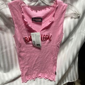 Ladies pink Hustler Barely legal tank top